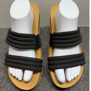 Reef Kaia 2 Bar Womens Platform Slide Sandals Black Tan Size 9 JHV E-24